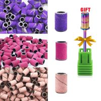 Sanding Bands 50Pcs 3 Colors Efile Sanding Bands 180 Grit Purple 120 Grit Pink 240 Grit Red for Acrylic Nails Drill