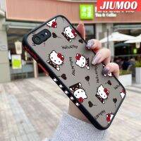 เคส JIUMOO สำหรับ Realme C2 C2S OPPO เคส A1K ลายการ์ตูนน่ารักเฮลโลคิตตี้บางดีไซน์ใหม่ขอบสี่เหลี่ยมด้านข้างกันกระแทกมีน้ำค้างแข็งโปร่งใสแข็งเคสมือถือปลอกซิลิโคนคลุมทั้งหมดเคสป้องกันกล้องนุ่ม