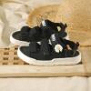 2 màu sandal nữ thời trang ulzzang quai vải chữ ký hoa cúc 2 màu đen kem - ảnh sản phẩm 3
