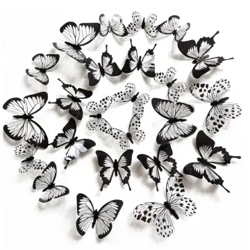 23Pcs Butterflies Stickers Ceiling Window Decor Static Vinyl White Butterfly  Decals Glass Door Art Wall Decoration for Home Room