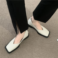 Women Leather Shoes Zebra Print Square Head Pumps 2022 New Slip-on Soft Sole Cozy Loafers Daily Commute Simple Black Shoes Women