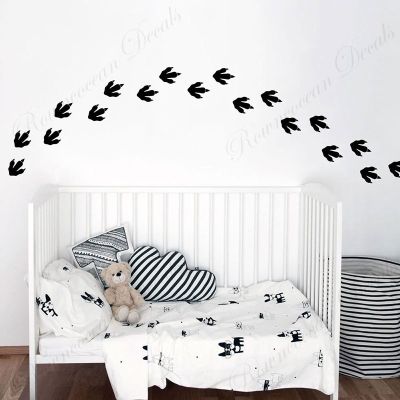 Set Of 27 Dinosaur Footprints Wall Sticker Vinyl Home Decor Kids Room Boys Bedroom Nursery Wall Decal Feet Prints Wallpaper A672