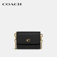 COACH ที่ใส่การ์ดผู้หญิงรุ่น Half Flap Card Case สีดำ C6718 B4/BK