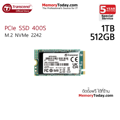 Transcend PCIe SSD 400S M.2 NVMe 2242 Capacity: 512GB, 1TB (TS512GMTE400S, TS1TMTE400S)