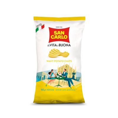 🔖New Arrival🔖 ซาน คาร์โล มันฝรั่งทอด แผ่นหยัก 180 กรัม - San Carlo Wavy Potato Chips 180g 🔖