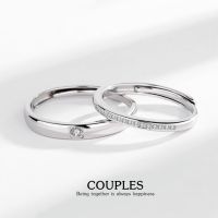 s925 Couples ring 19 แหวนคู่รักเงินแท้ Miss you so much ประดับด้วย Cubic Zirconia (CZ) ปรับขนาดได้