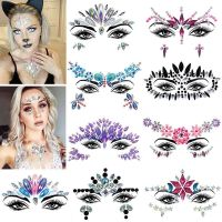 3D Diamond Eyebrow Sticker Halloween Makeup Shiny Rhinestones Face Jewelry Tattoo Self Adhesive DIY Beauty Music Festival Decor Stickers