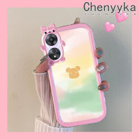 เคส Chenyyka สำหรับ OPPO A78 5G A58 A58x A1X 5G A77 2022 A57 2022 A57s A57e A77s เคสการ์ตูนสีสันสดใสรูปหมีแฟชั่นใหม่เคสโทรศัพท์โปร่งใสกันกระแทกเคสซิลิโคนนิ่มลายสัตว์ประหลาดน้อยน่ารักป้องกันเลนส์กล้อง