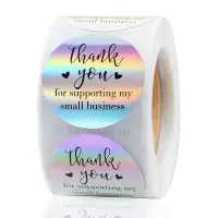 1000Pcs Thank You Labels Stickers - 3.81 cm Round Holographic Thank You for Supporting My Small Business Stickers