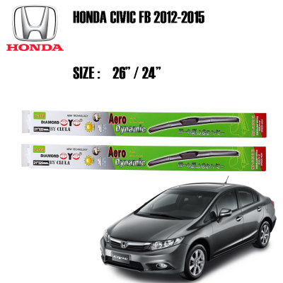 ที่ปัดน้ำฝน ใบปัดน้ำฝน ก้านใบปัดน้ำฝน ตรงรุ่น Honda Civic Fb 2012- 2015 ขนาด 24" / 26" Diamond Eye 002 สีเขียว