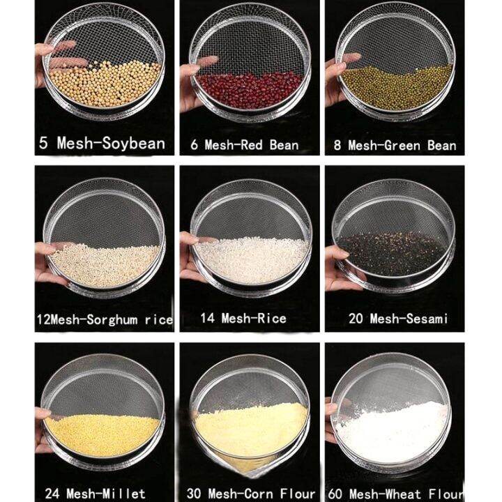 ตะแกรงอาหารสแตนเลสรอบวงกลมขนาด1-10-35ซม-เศษอาหารในครัวผงแผ่นกรองถั่วตัวกรองน้ำมันอบตะแกรงแป้งระเบิดได้
