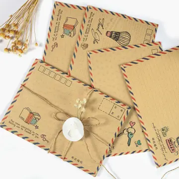 10pcs Vintage Envelopes Mini Retro Airmail Brown Kraft Paper