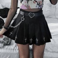 【CC】❁  Waist Gothic Punk Skirts Ladies Pattern Pleated Skirt Dark Streetwear 92493L