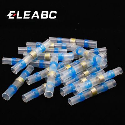 50pcs Seal Heat Shrink Butt Wire Connectors Terminals AWG16-14 Blue Solder Sleeve Waterproof Electrical Circuitry Parts