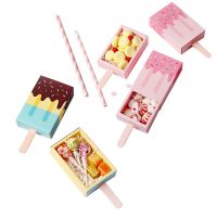 10pcs Ice cream shape Wedding party Favor Box Cartoon treat box  Ice Cream Gift box Baby shower Birthday Party Candy box Gift Wrapping  Bags