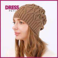 PETI DRESS ฮิปฮอป หมวกถักรัดแขน Y2k ขนสัตว์อะคริลิ หมวก skullcap ขอบม้วนขึ้น แฟชั่นสำหรับผู้หญิง ฤดูหนาวที่อบอุ่น หมวกบีนนี่ชาวประมง ชายหญิง