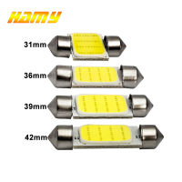 1x C10W C5W LED COB Festoon 31mm 36mm 39mm 41/42mm 12V หลอดไฟสีขาวสำหรับป้ายทะเบียนรถยนต์ภายในไฟอ่านหนังสือ 6500K 12SMD-ujce8277