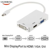 [LUNA electronic accessories] 3 In 1 Mini Display Port Thunderbolt To DVI VGA HDMI TV AV HDTV Adapter Cable Converter สำหรับ MacBook iMac Air Mac Book Pro