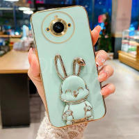 2023เคสโทรศัพท์สำหรับ Realme11 OPPO REALME ปลอกอ่อนซิลิโคนเคลือบหรูหรา11 11Pro 11 Pro + 10T 5G พร้อมที่จับกระต่ายลายการ์ตูนน่ารักฝาหลังกันกระแทก Realme 11 Pro Plus