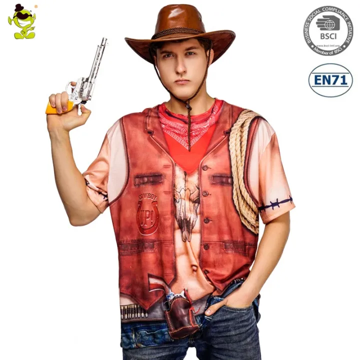 adult big men's printing western cowboy stage role-playing performance ...