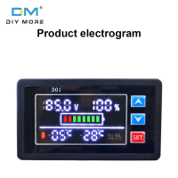 DC9V-100V ทดสอบความจุของแบตเตอรี่ดิจิตอลสวิตช์วัดอุณหภูมิตัวแสดงสถานะพลังงานแบตเตอรี่ทางทะเลจอ LCD