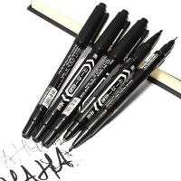 5pcs/lot Wholesale Twin Tip Permanent Marker Pen Fine Point Waterproof Ink Thin Nib Crude Nib Black Ink 0.5mm-2mm Fine Color Highlighters Markers