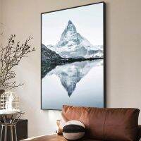 Modern Home Art ภาพวาดผ้าใบ Matterhorn ภูมิทัศน์ภูเขาโปสเตอร์ต้นไม้เรือ Lake ภาพพื้นหลังตกแต่งโปสเตอร์