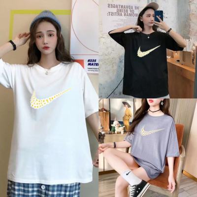 (พร้อมส่ง) Fashion Dress SHOP เสื้อยืดมีลายสำหรับผู้หญิง2021ฤดูร้อนใหม่หลวมเกาหลีคอกลมแขนสั้นพิมพ์ลาย