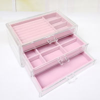 tr1 Shop Cosmetics Storage Box Jewelry Necklace Organizer Box Earrings Ring Display Stand Flannel Tray Storage Box