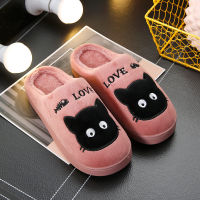 Women Home Slippers Winter Cat Cotton Warm Woman Fashion Soft House Shoes Short Plush Comfort Female Couple Slippers Plus Size