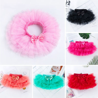 Fashion Girls Tutu Skirt Solid Color Bow Fluffy Cake Layers Princess Ballet Skirts Kids Wedding Birthday Party Dance Skirts Gift