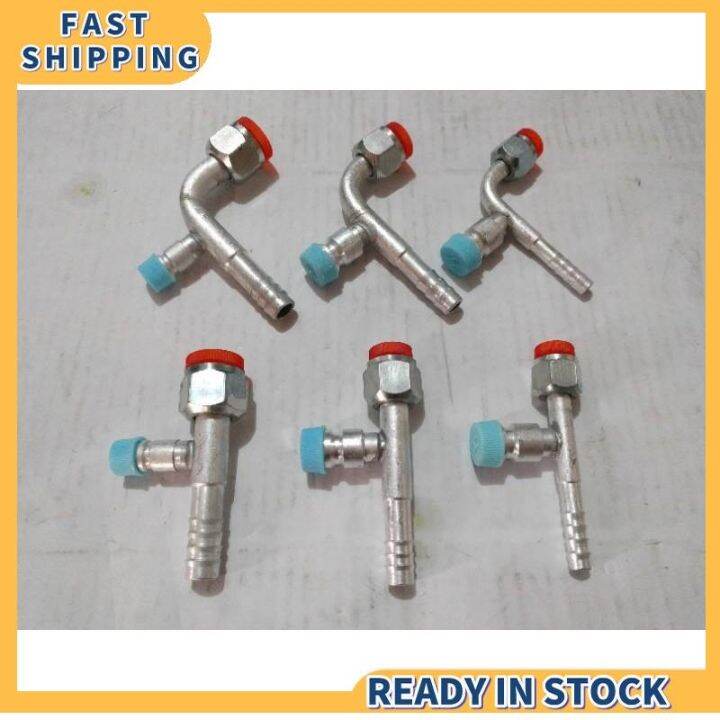 Car Aircon Fittings with Charging Valve ORing Type 3/8 1/2 5/8 Elbow