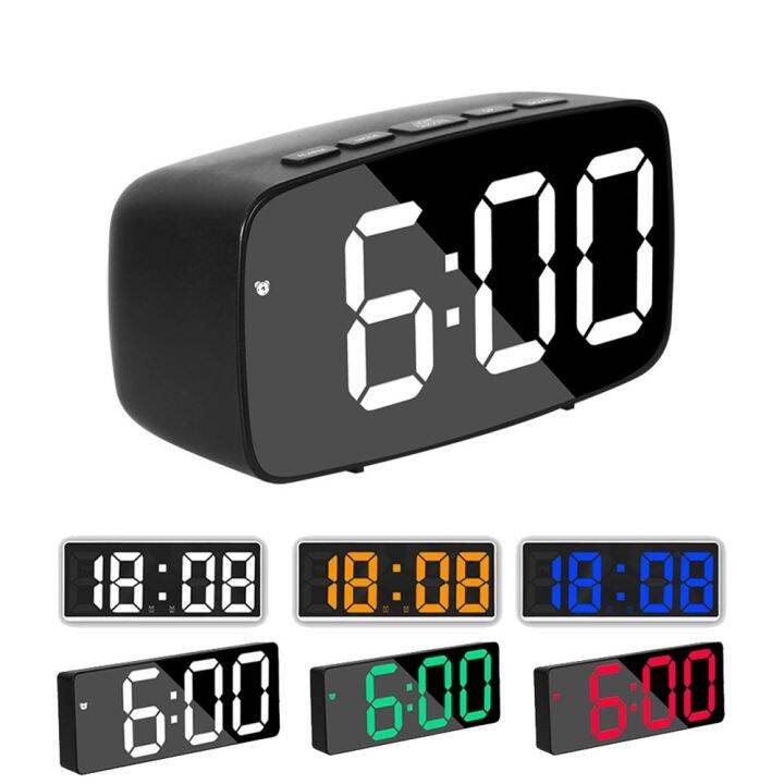 {Little monster]Digital Alarm Clock Large Mirrored LED Display Voice
