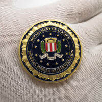 1 pcs ความแปลกใหม่สีสันบริสุทธิ์ 24K Gold Plated เหรียญ US Department Of Justice อเมริกัน FBI โลหะเหรียญท้าทายสำหรับของขวัญ-Chuieri