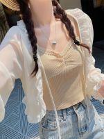 original Uniqlo New Fashion Short chiffon cardigan 2023 sun protection clothing new matching skirt suspender shawl thin summer tie-up small jacket