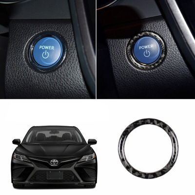 แหวนปุ่มเริ่มต้นหยุดเครื่องยนต์รถคาร์บอนไฟเบอร์1ชิ้นสำหรับ Toyota Camry 2018-2019