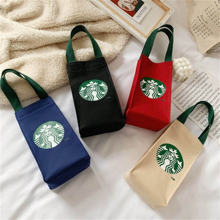 Starbuck Canvas Water Cup Bag Tote Bag Water Bottle Bag