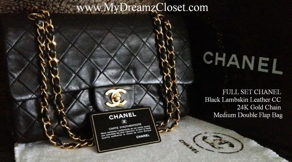 SOLD - FULL SET CHANEL Black Quilted CC Turnlock 24k Gold Chain