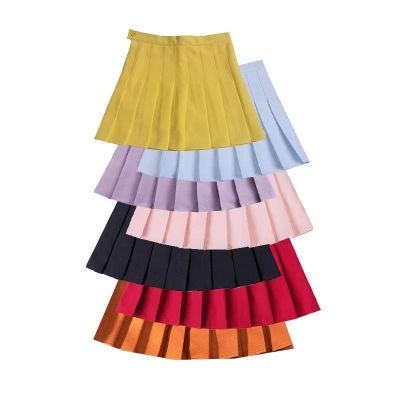 【CC】 XS- 5XL Waist Skirts Womens Color School Short Pleated Skirt Korean Tennis