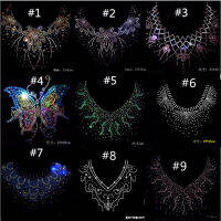 6pclot Fashion neckline Flower design hotfix rhinestone,heat transfer design iron on rhinestone motif,embellishment for the gar