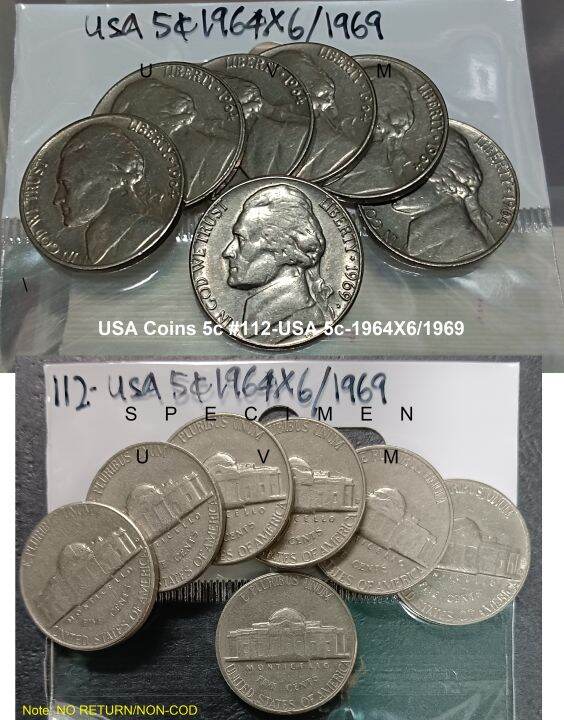 Collectibles USA Coins 5c 112USA 5c1964X61969 Lazada