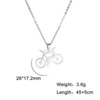 JDY6H Stainless Steel Necklace For Women Man Classic Bicycle Gold Color Choker Pendant Necklace Engagement Jewelry Gift