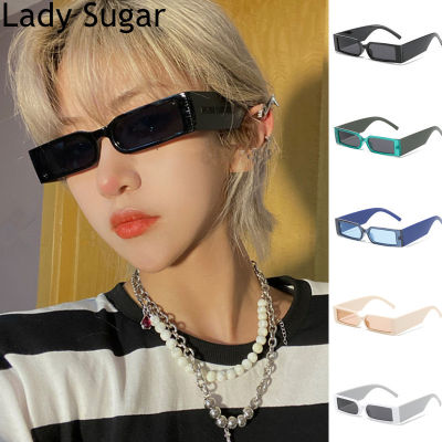 [Lady Sugar] แว่นกันแดดแฟชั่นกรอบสี่เหลี่ยมผืนผ้า2023ฮิปฮอปแว่นตาเฉดสีดำวินเทจสำหรับผู้ชายและผู้หญิง UV400