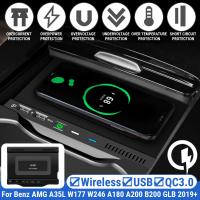 15W For AMG A35L W177 W246 A180 A200 B200 GLB Wireless Car Charger Fast Charging Mobile Phone Charging Holder 2019+