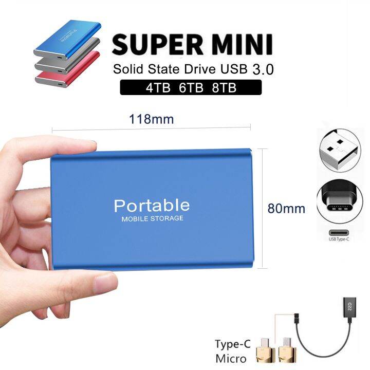 USB 3.0 8TB SSD External Hard Drive Mobile Solid State Hard Disk for