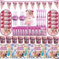 【CW】 72pcs/lot Girl 39;s Happy Birthday Decoration Robloxs Balloon Banner Flag Cake Topper Baby Shower Toys For Kids Party Supplies