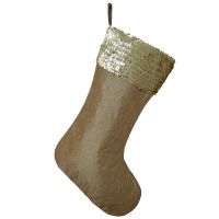 Sorrento Sequin Glitter Sparkle Cuff Glitter Stitch Cover Christmas Gift Stocking Gold 10x19inch Socks Tights