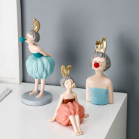 Nordic Creative Resin Decoration Modern Home Room Desktop Cute Girly Cartoon Doll Ornaments Girl Blowing Bubbles Figurine