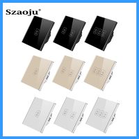 Szaoju Wall Touch Switch EU Standard Tempered Glass Panel 1/2/3 Gang 1 Way Light Sensor Switch Waterproof 10A 110-220V Push Button