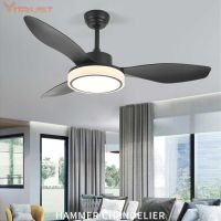 Contemporary LED Ceiling Fan with Remote Control 48 inches Energy Efficient Cased White Integrated Light Kit 48 inch Exhaust Fans